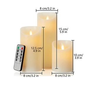 Set of three frameless battery operated candles | remote control | NEW